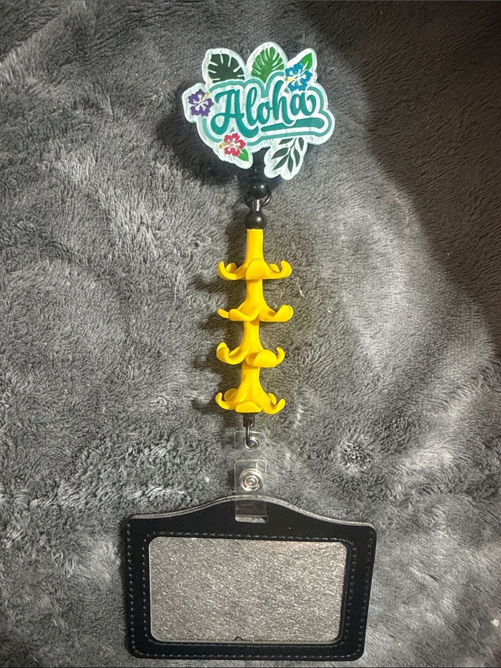 Aloha Yellow Puakenikeni Flower Badge Reel ID Holder - Unbranded